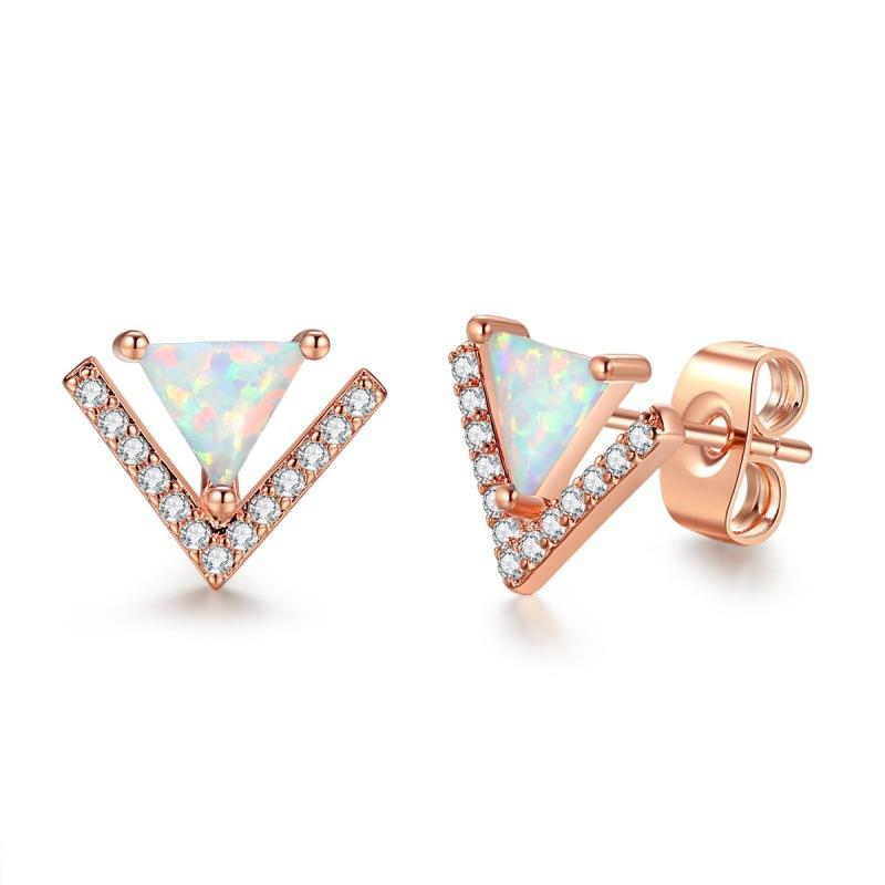 Wish Hot Sale Temperament Jewelry Opal Triangle Earrings