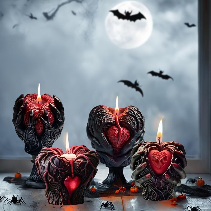 3D Halloween Holding Heart Scented Candle Silicone Mold Different Styles Holding Heart Shape Candle Mold Halloween Holiday Decor