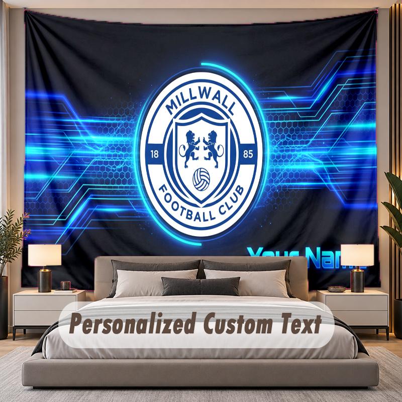 Custom Name Text Tapestry Millwall FC Personalized Polyester Wall Tapestry For Bedroom And Room