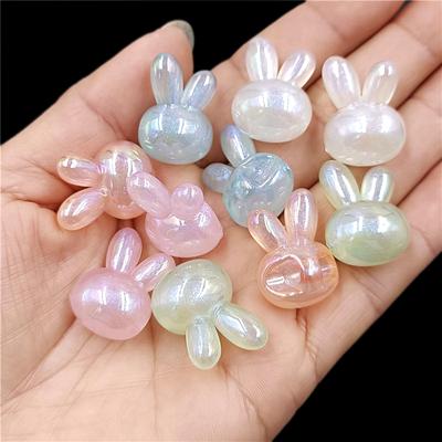 Creative Rabbit Head Loose Beads Fine Flash Jewelry Accessories Back Hole Creative Beaded Material UV Plated 5pcs Bracelet Necklace