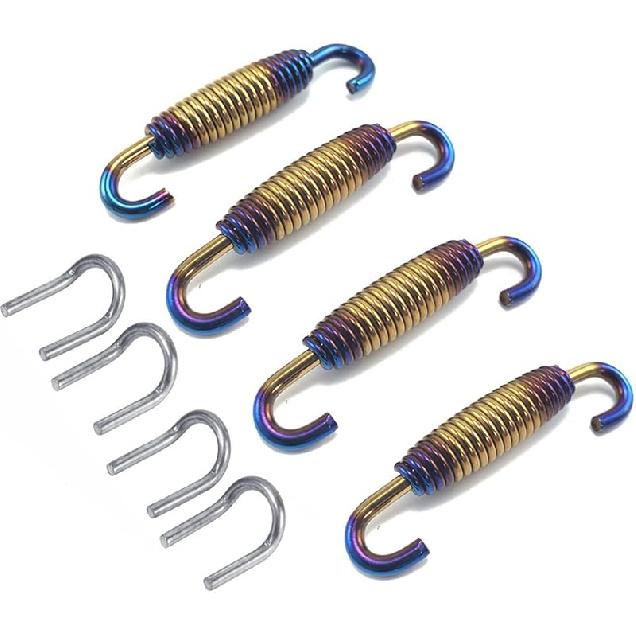 Motorcycle Exhaust Springs 58 Mm/2.28", Exhaust Pipe Muffler Swivel Springs, Exhaust Spring Hook Fasteners, Exhaust Pipe Spring With Swivel Hooks Set