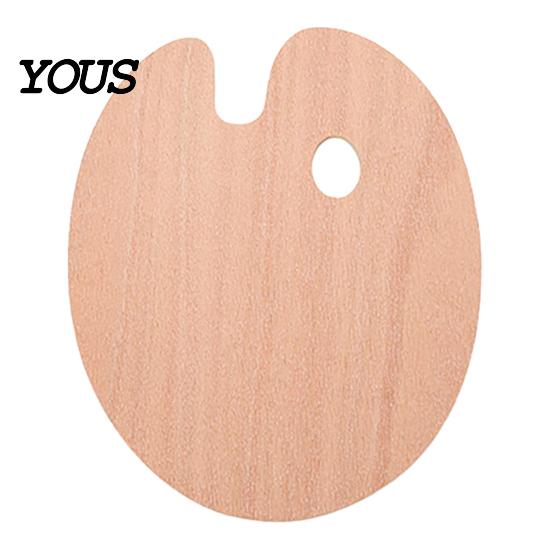 Fine Art Mixing Board Wooden Paint Palette with Thumb Hole for Oil, Acrylic, Durable Artist Tray Watercolor Painting, Oval-Shaped Wood Artists