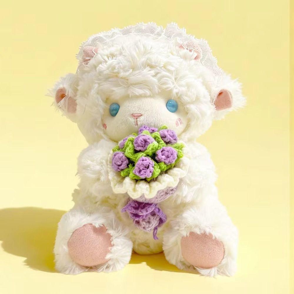 Stuffed Animals Stuffed Lamb Doll Lace Headband Stuffed Little Sheep Sheep Plush Toy Home Decor