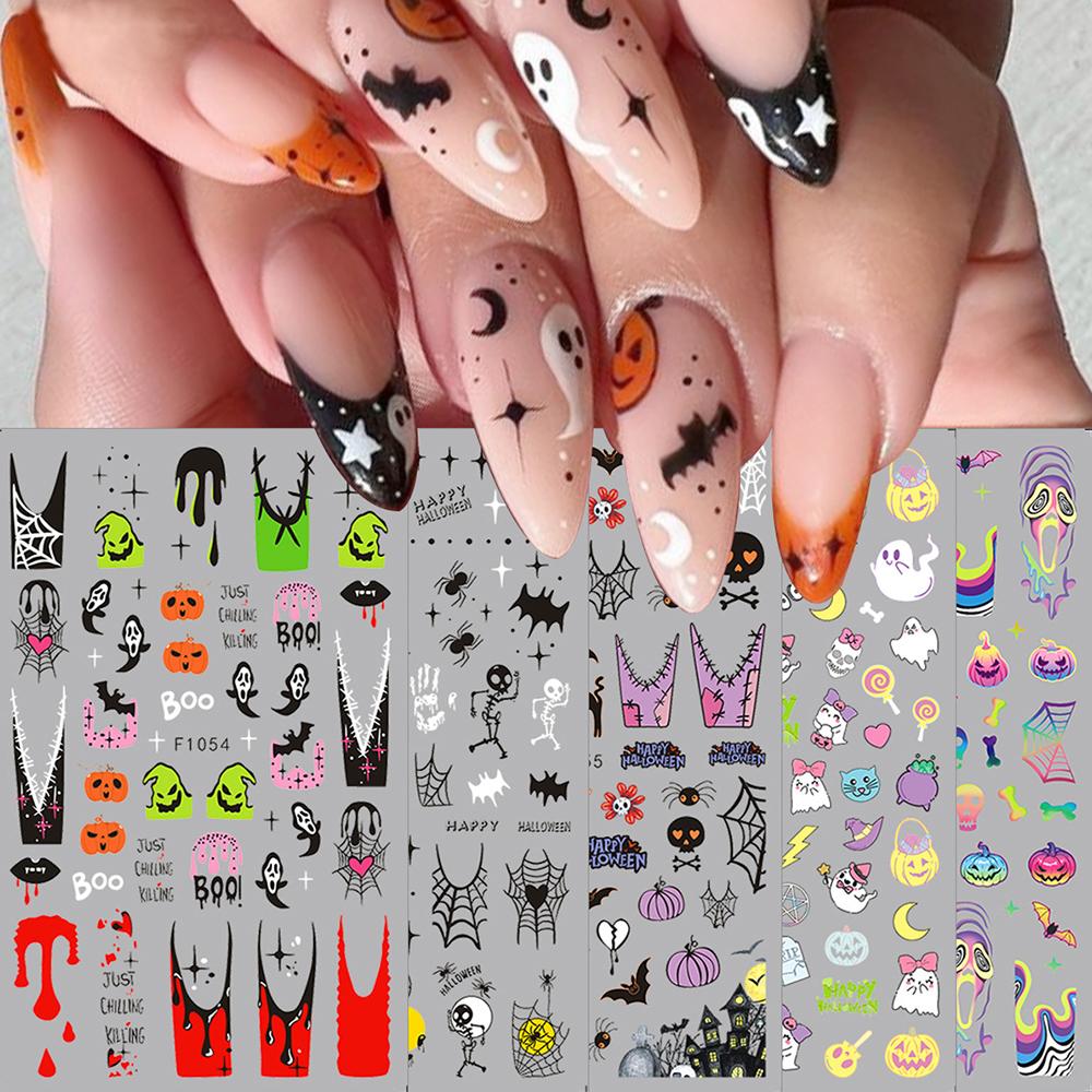 

5 Sheets Halloween Nail Art Stickers For DIY Nail Supplies Decoration