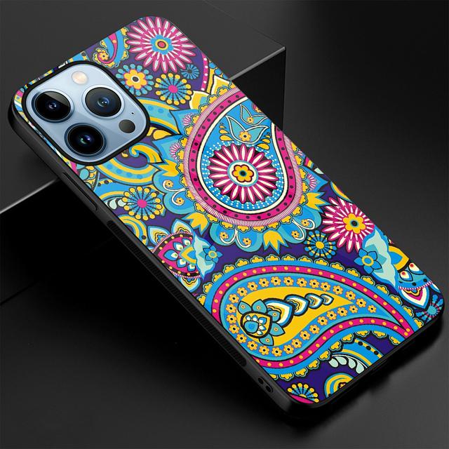 

Чехол с рисунком пейсли для Iphone 14 13 11 12 Pro Max Mini Xs Xr X 7 8 6s Plus Se 2022, чехол из закаленного стекла, чехол, чехол For iphone 12Pro Max