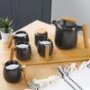 SOTECH Tea Set Gift Outdoor Stylish Portable Travel Tea Utensil Wooden Metal Box Black Porcelain Tea Cup Cute Tea Storage Tea Chinese Tea Travel