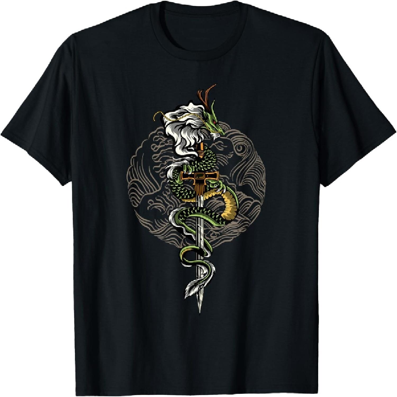 Dragon and Sword of Emperor Chinese Mythology Gods Graphic T-Shirt XXXXXL разноцветный
