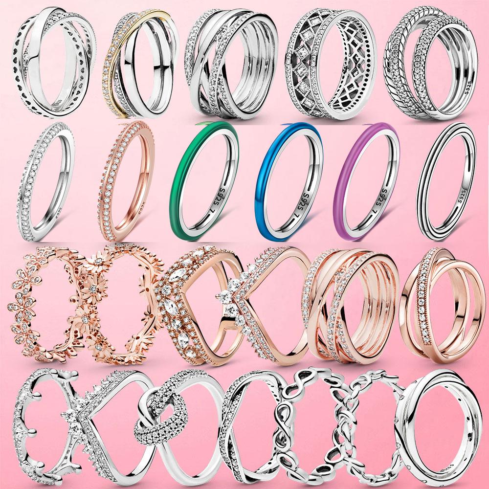 Pierścionek damski 2022 nowy srebro 925 błyszczące i polerowane linie palec serdeczny dla kobiet ślub biżuteria zaręczynowa prezent Anel