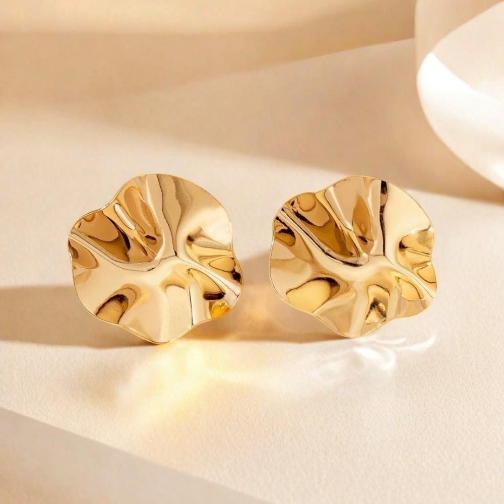 Folded Irregular Earrings Textured Surface Women's Earrings New Metal Earrings