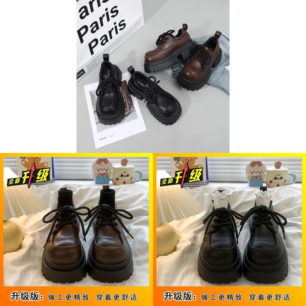 British Style Womens Loafers With Thick Heel Pu Leather Casual Shoes For Daily Wear
