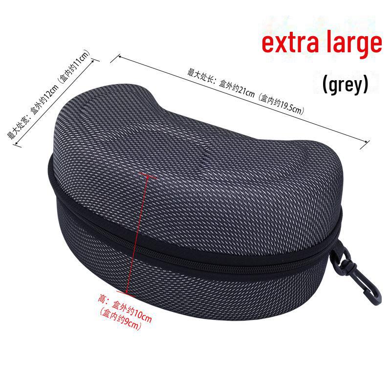 

Дуже великий вітрозахисний футляр для окулярів для плавання з гачком, сумка на блискавці. Extra Large сірий колір