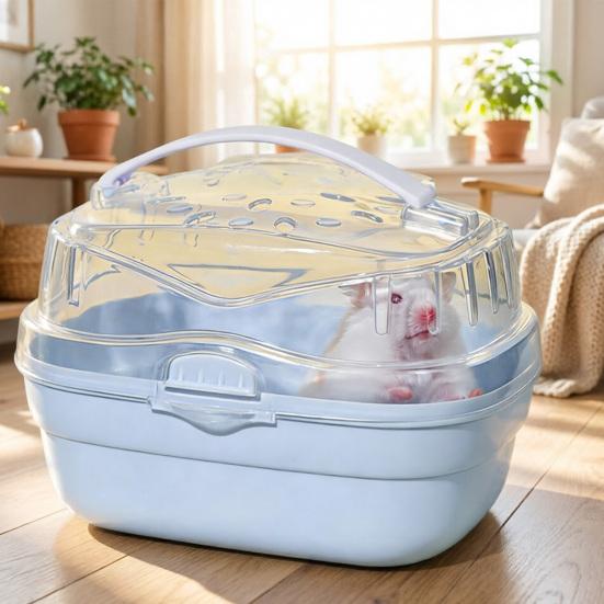 Hamster Carrier Cage with Water Bottle Portable Small Animal Travel Cage Plastic Clear Guinea Pig Carrying Case for Dwarf Hamsters Chinchillas