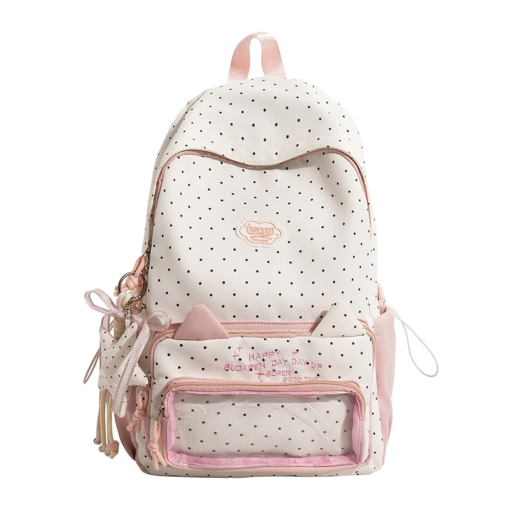 Schoolbag Wholesale Junior High School Student College Wind Polka Dot Backpack Female Student Cute Elementary School Student Large Capacity School Bag