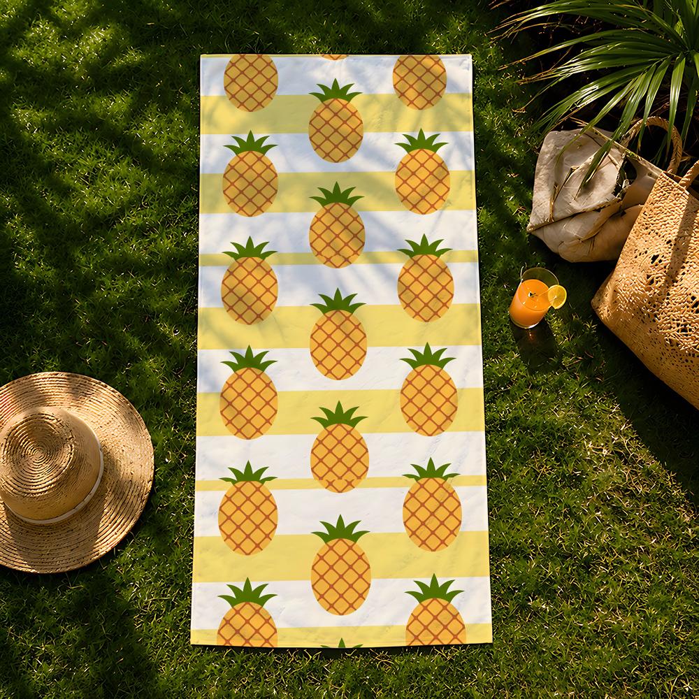 Prosop de plajă P-Pineapple Food, prosop de baie absorbant cu uscare rapidă pentru înot, sală de sport, camping, exterior