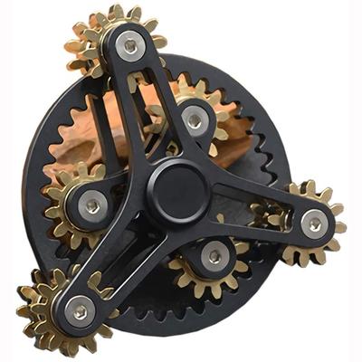 Reines Messing Fidget Spinner Gears Linkage Fidget Gyro Spielzeug Metall DIY Handspinner mit mehreren Premium-Lagern (13 Lager)