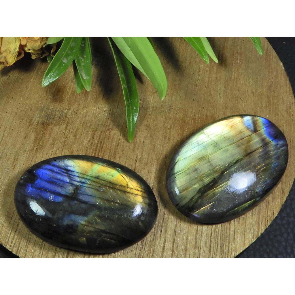 25X39-25X40MM Natural Labradorite Oval Cabochon Loose Gemstone 2Pcs 130Cts. B-44