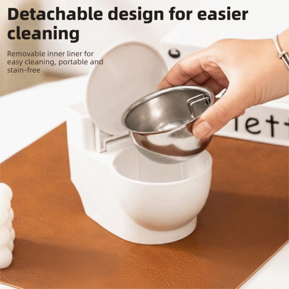 

Stainless Steel Cat Water Dispenser Split Design With Lid Toilet Shaped Dispenser Creative Bowl Simulation Closestool белый