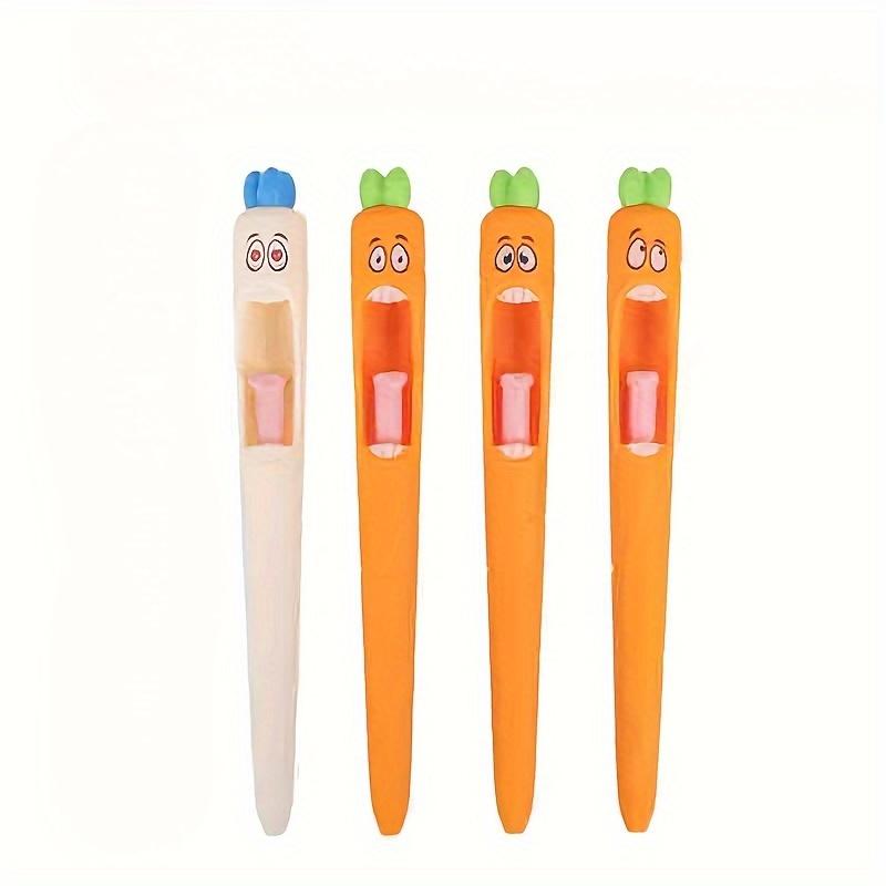 4pcs Multi-Expression Radish Shaped Gel Pens Creative Fresh Stationery Supplies, Plastic Material Black Ink Fun Easter Gifts and Party Giveaways
