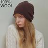 Women Fashion Knitted 100% Wool Beanie Hat Girls Caps Fashion Simple Warm Skullies Beanies Solid Winter Cold Proof Beanie Cap