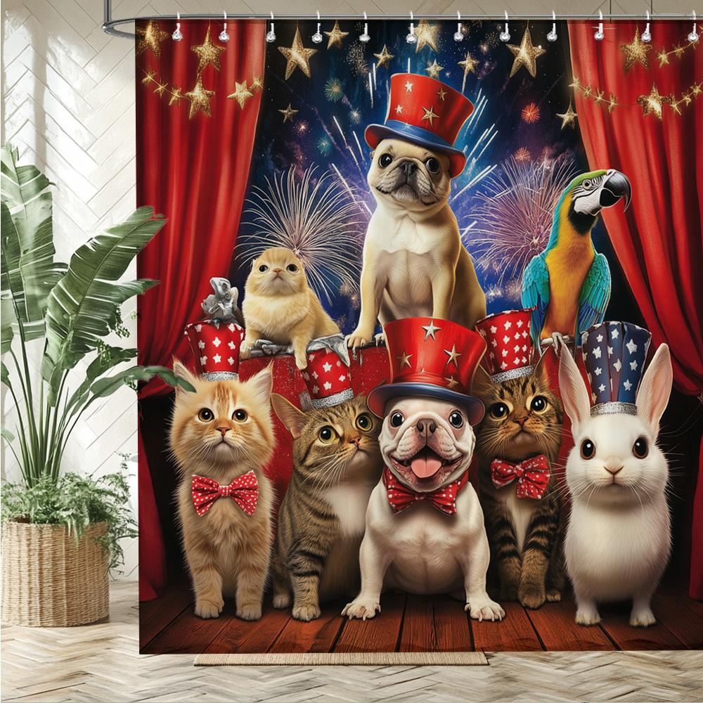 

Cartoon Cute American Dog Pattern Shower Curtain Bath Curtain Printing Bathroom Curtains For Home Decoration Curtain W60H190(CM)-1 Pcs
