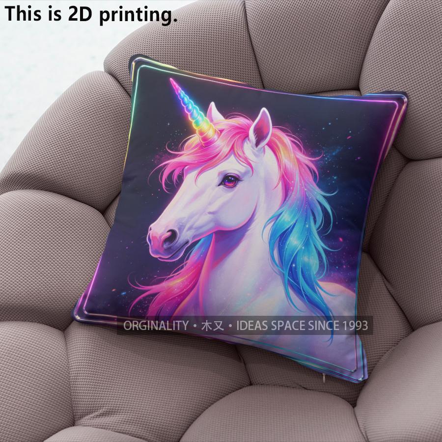 Neon Unicorn Throw Pillow Covers Pattern Cushion Cover Suitable For Sofa Bedroom Car Pillow Cover
