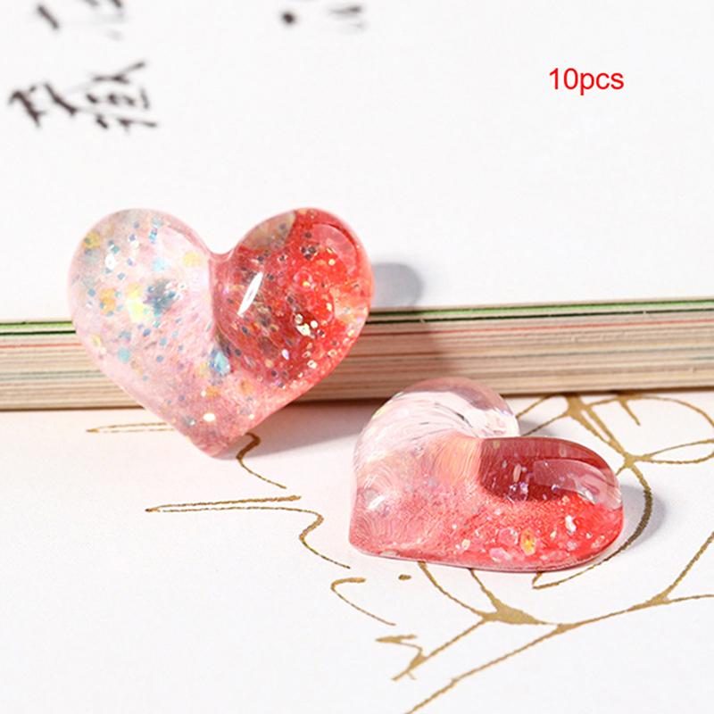 10Pcs Cartoon Gradient Love Cute Resin Series Jewelry Making Diy Home Life Decoration