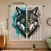 2pcs   Geometric Wolf Mandala Art Print Curtains   Rod Pocket Mount   Digital Printing Curtains   Polyester Material   Suitable for L