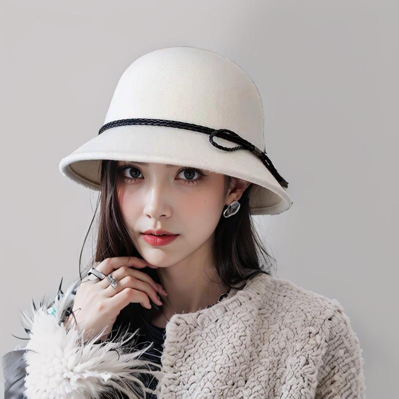 Autumn and Winter Woolen Bucket Hat Women's French Versatile Fashion Basin Hat To Keep Warm and Show Small Temperament