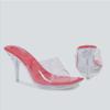 Transparent Square Toe Plus Size High Heels 2026 Summer New Style for Outerwear Slim Heels Back Air Cooling Slippers for Women