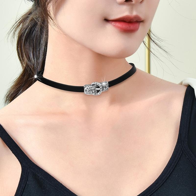 Gothic Collar Necklace Punk Rock Pu Leather Choker Collar Necklace for Women,Teens Girls,Individuality Neck Jewelry