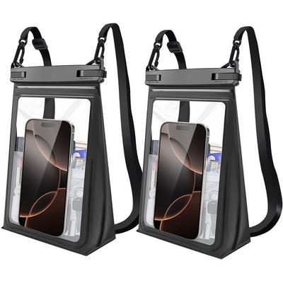 Set of 2 Waterproof Phone Cases, IPX8 Waterproof Protection with Adjustable Lanyard for Smartphone Card Headphones