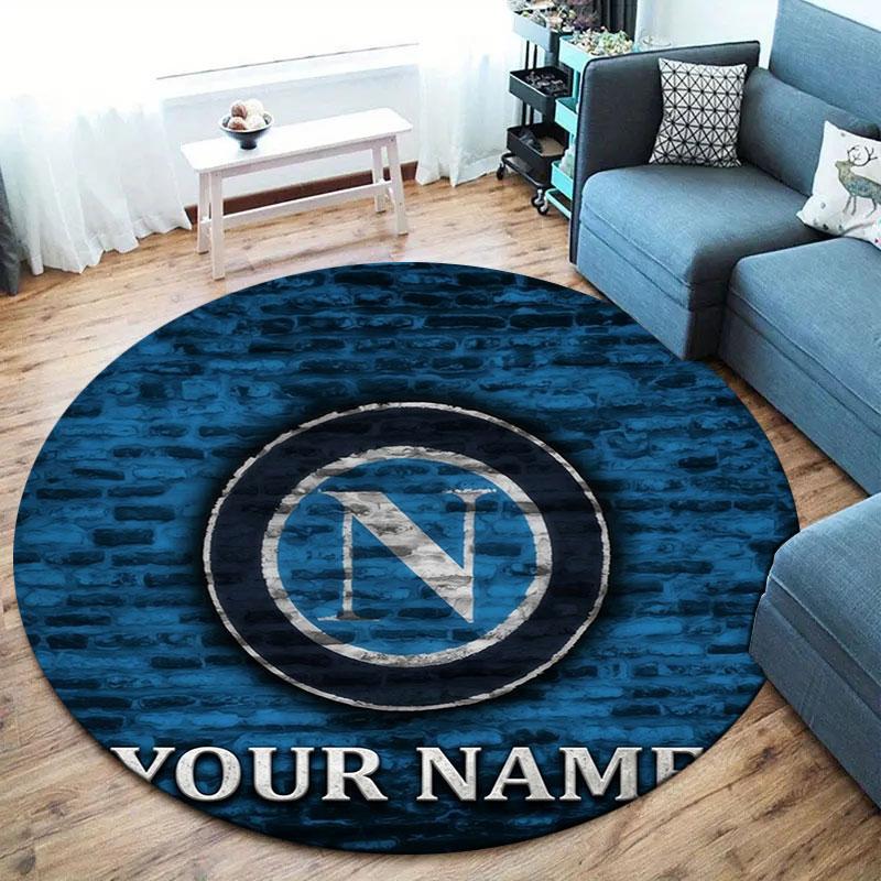 SSC Napoli Custom Name Round Area Rug,Carpet Rug for Living Room Bedroom Sofa Playroom Decor,Non-slip Floor Mat