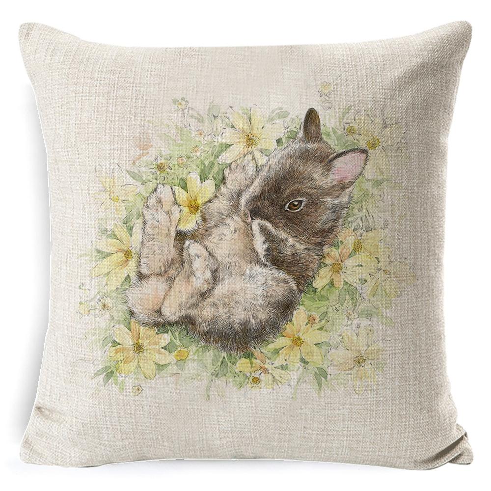 New Digital Printing Easter Theme Pillow Cover Cushion Cover Cute Bunny Truck Animal Pillow Cover