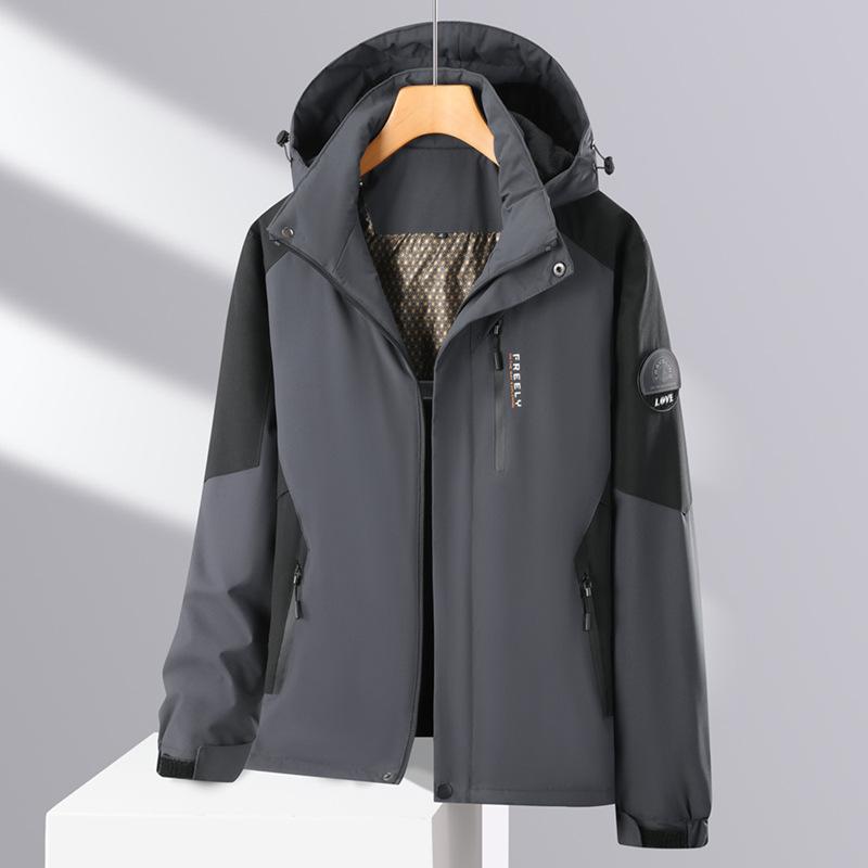 Herbst- und Winterverdickte abnehmbare Kapuzen-Winddichte wasserdichte Jacke Nerzsamt Graphen Herren Outdoor Warme Baumwolljacke