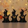 1-10PCS Halloween LED Ghost Face Tree Statue with BatterySpooky Tree Demon Statue Tabletop Bark Face Figurine for Indoor Outdoor