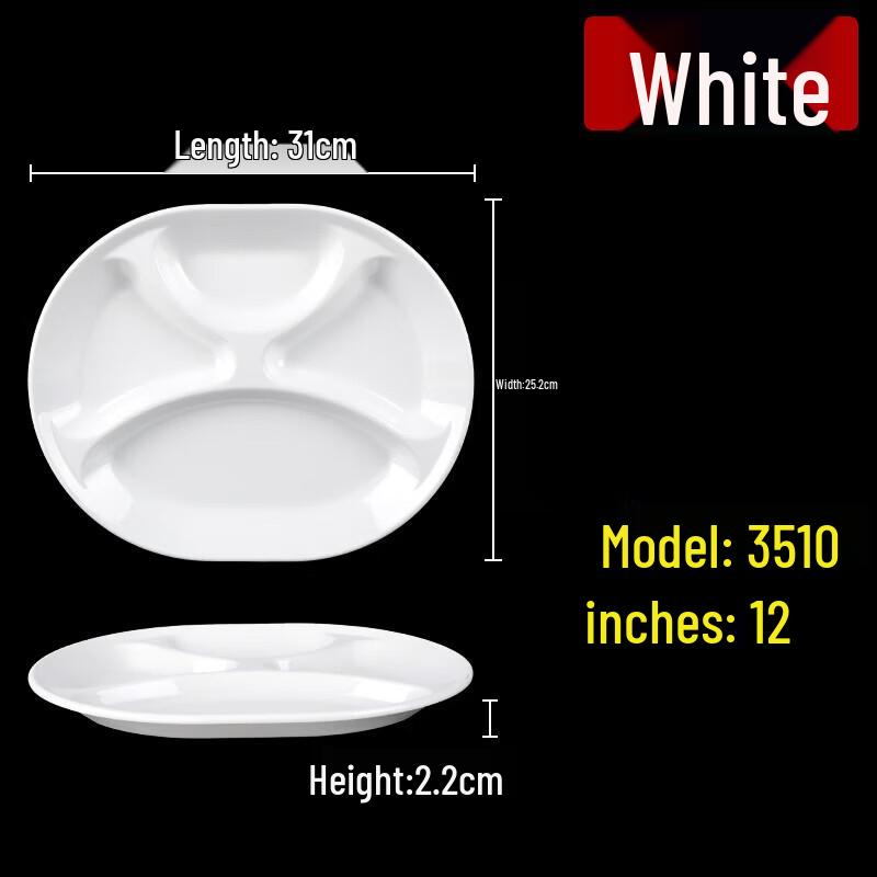 Melamine Four-Compartment Square Canteen Plate