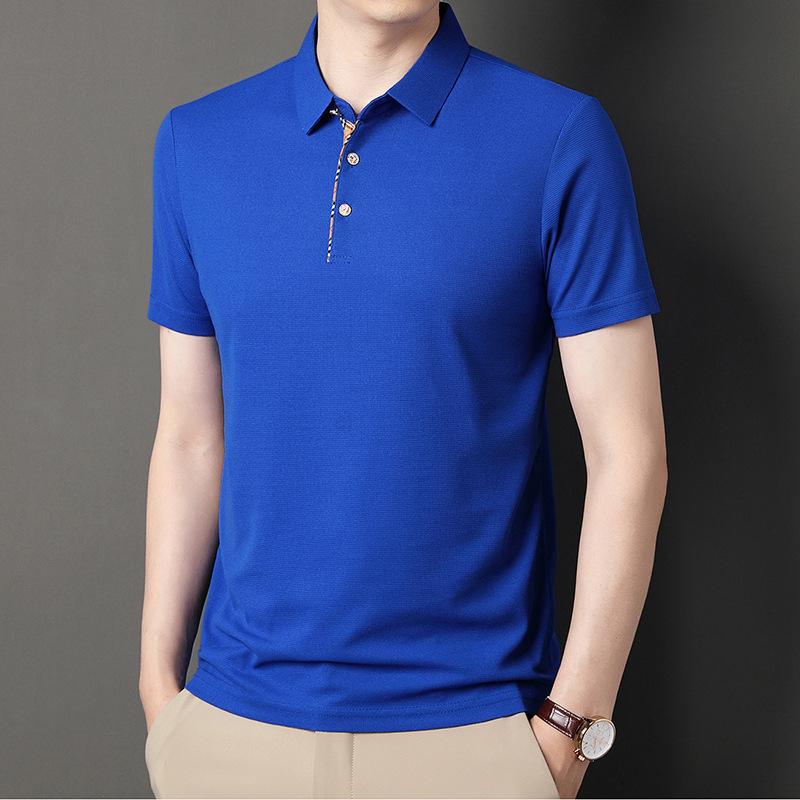 Summer New Style Waffle Breathable Short-sleeved T-shirt Loose Large Size Men's Thin Lapel T-shirt Bottoming Shirt