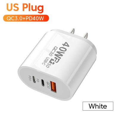 Usb C Charger 40W Fast Charging Charger 3Ports Type C Mobile Phone Charger Pd Power Adapter For Samsung Xiaomi Iphone Qc3.0