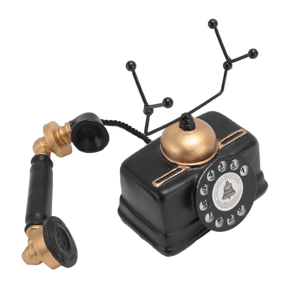 Retro Telephone Ornament Vintage Button Corded Phone Decoration Lifelike Exquisite Old Phone Model