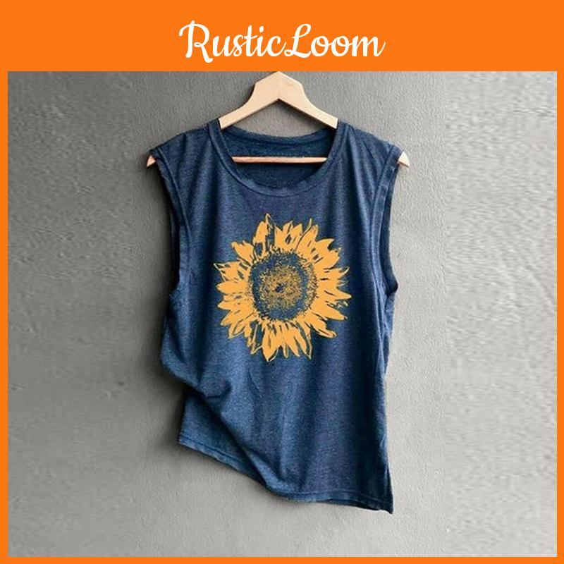 Stylish And Comfortable Women Sleeveless Top With Eye-catching Sunflower Design