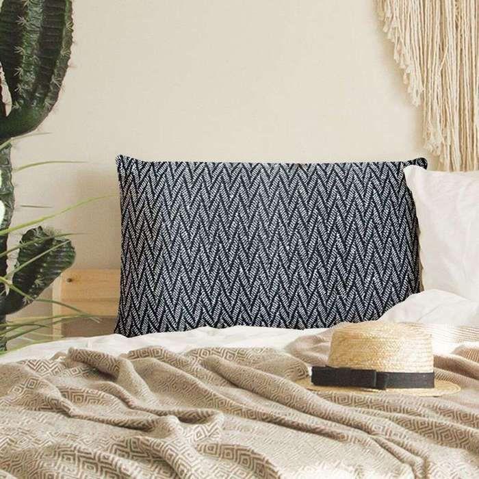 Ethnic Cushion Chevron Pattern Black White 60x40