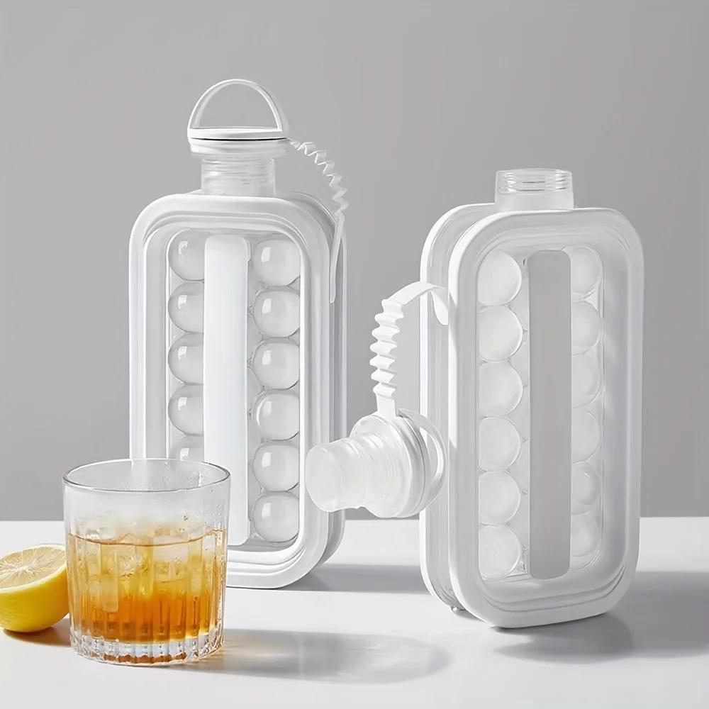 Two-in-One Folding Ice Cube Maker - Silicone Ice Tray with Ball Shape Space-Saving Design Easy Release Durable Plastic Material