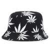 Black Leaf Bucket Hat Summer Coconut Tree Unisex Simple Bob Caps Hip Hop Gorros Men Women Panama Cap Beach Fishing Boonie Sunhat