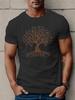 T-shirt estiva da uomo 100% cotone puro alla moda casual larga sportiva con stampa motivo albero lifestyle girocollo a maniche corte