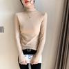 Women's Slim Fit Plush Shirts - Half-High Collar, Long Sleeves, Perfect for Autumn/Winter