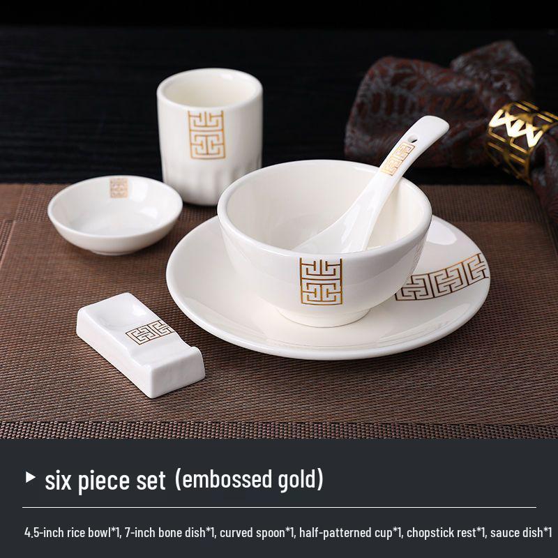 Luxury Three-Piece Hotel Tableware Set: Plates, Bowls, and Cups for Hotels, Restaurants, or Home.