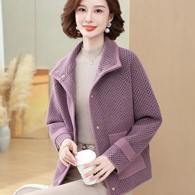 Herbst Winter Revers Reißverschluss Langarm Uni Damen Strickjacke Mantel Gestrickte Tasche Mode Elegant Oberteil
