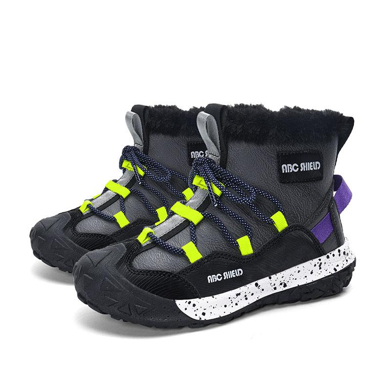 

Утолщенные детские ботинки, нескользящие, теплые, средние, зимние ботинки из хлопка для мальчиков и девочек 33 зелёный/серый