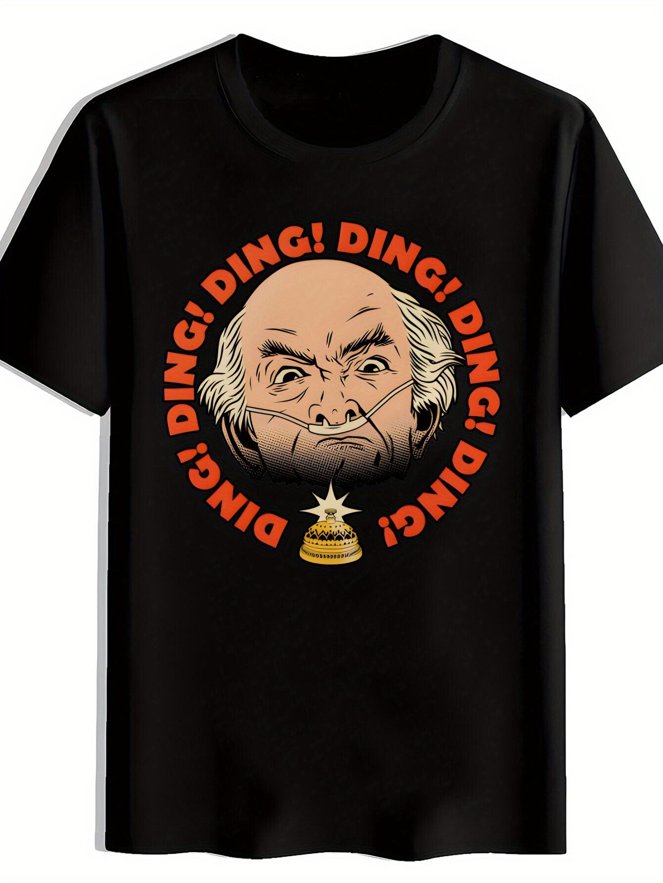 T-shirt Black with  DING! DING! DING!  Graphic - Funny Cartoon Design XS