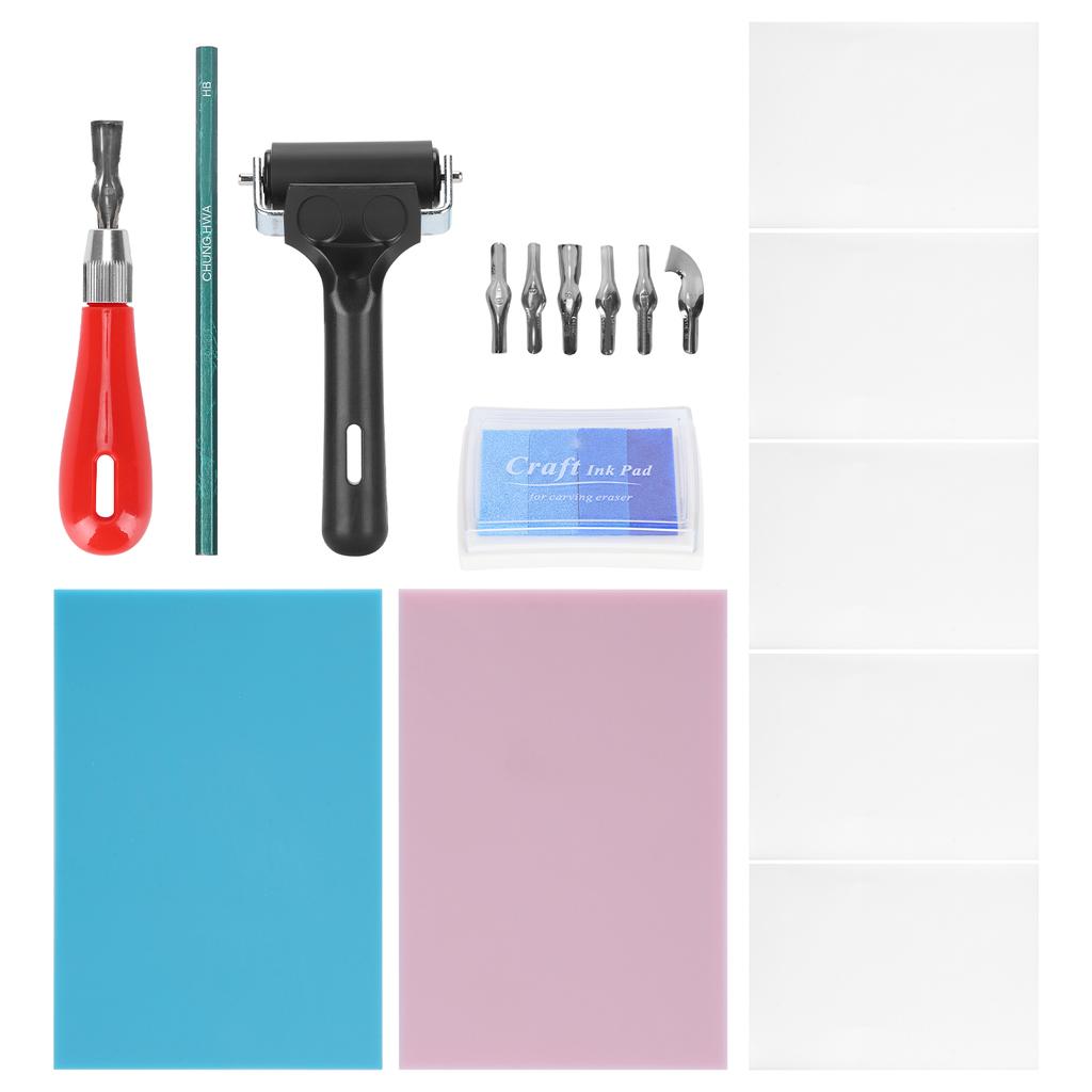 Rubber Stamp Making Kit Roller Carving Block Printmaking Set Professional Art Craft Tool